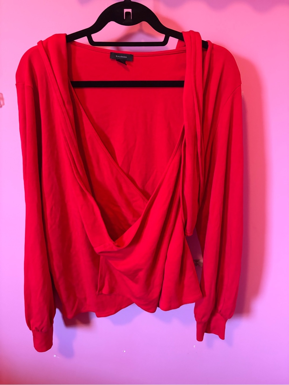 red halogen wrap top 100% cotton